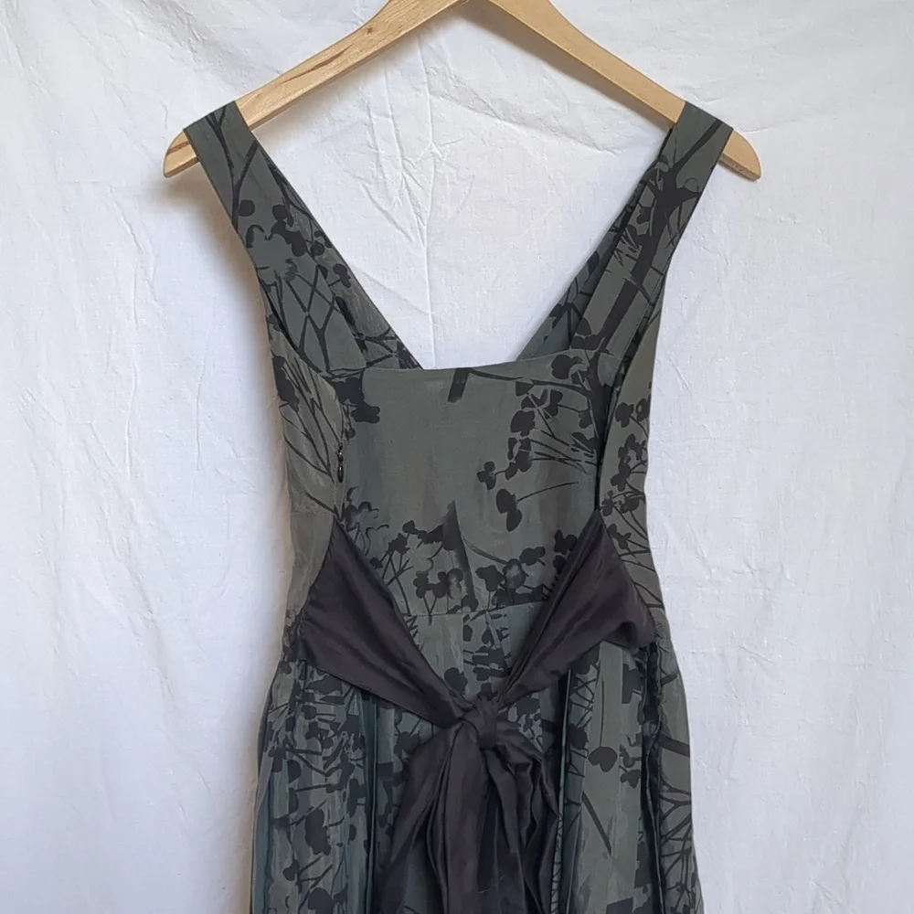 JACOB dress grey silk cotton v-neck sleeveless pleated lined dress 4 - Picture 8 of 12